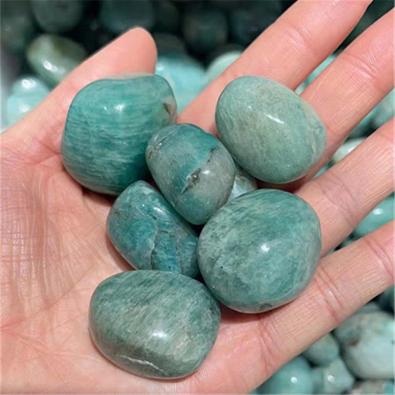 Natural Amazonite Quartz Crystal Palm Stone Chakra Gemstone