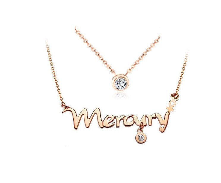 Rose gold zodiac letter necklace