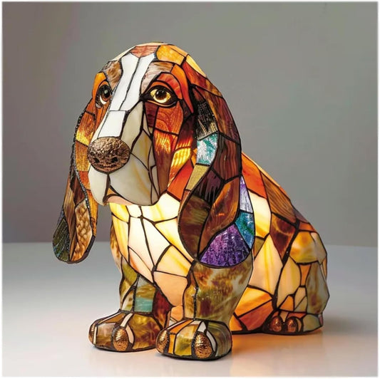 Stained Glass Dog Lamp