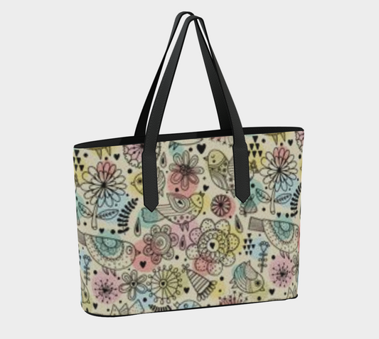 Karma Kustoms-Vegan Leather-Tote Bag-Colorful Birds