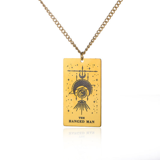 18k Yellow Gold Stainless Steel Tarot Necklace