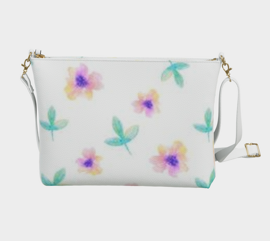 Karma Kustoms-Vegan Leather-Crossbody Purse-Watercolor Florals