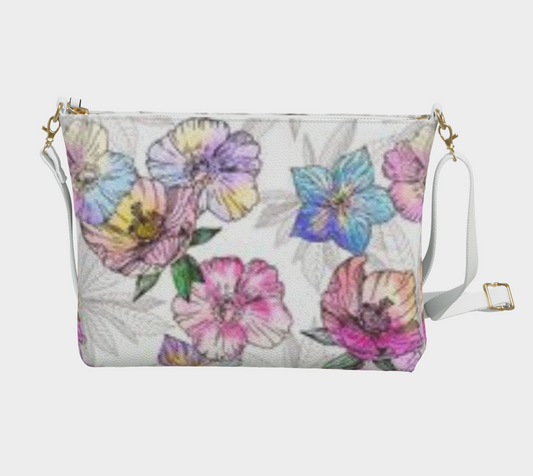 Karma Kustoms-Vegan Leather-Crossbody Purse-Watercolor Florals