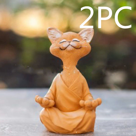 Whimsical Buddha Cat Figurine