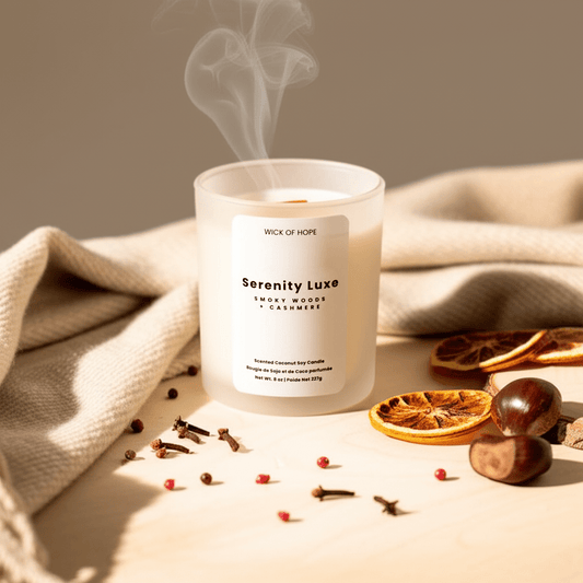 Serenity Luxe Candle | Smoky Woods + Cashmere