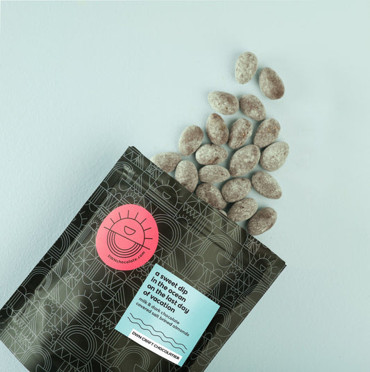 salty almonds bathed in milk chocolate
