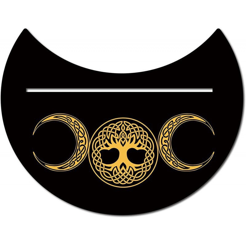 Black New Moon Shape Wooden Tarot Card Clamp Bracket Base Decoration