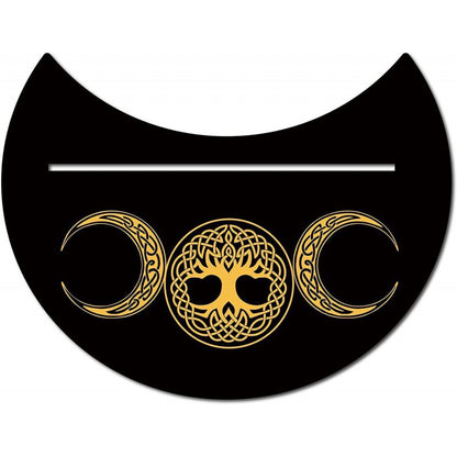 Black New Moon Shape Wooden Tarot Card Clamp Bracket Base Decoration