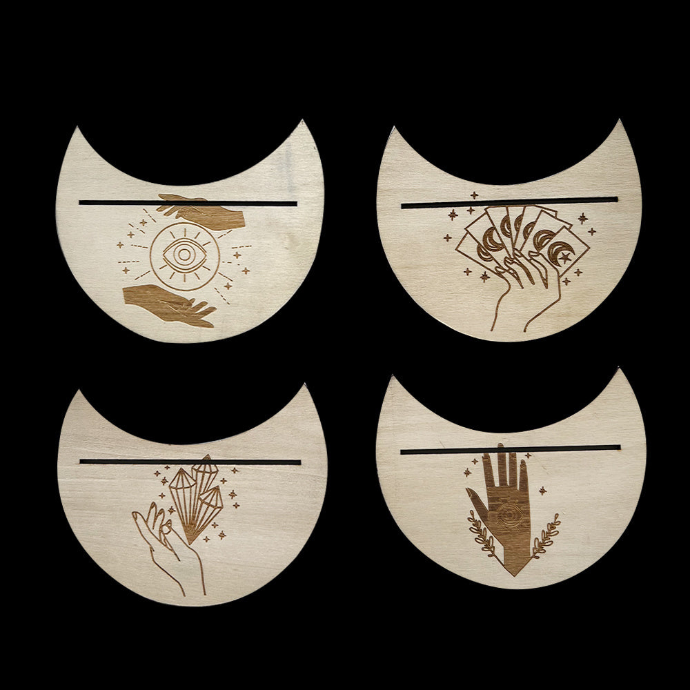 Wooden Moon-shaped Tarot Card Holder