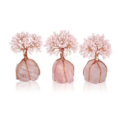 Tree Ornament With Natural Rose Quartz Tumbled Stones