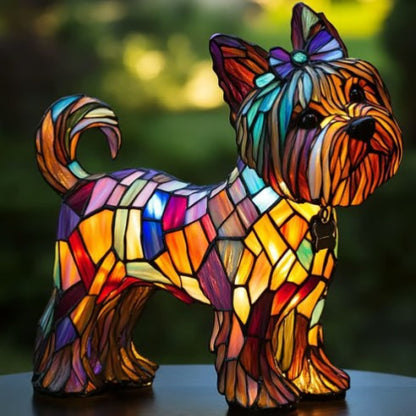 Stained Glass Dog Lamp