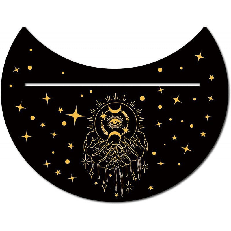 Black New Moon Shape Wooden Tarot Card Clamp Bracket Base Decoration