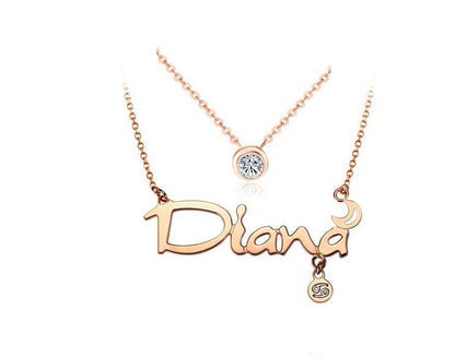 Rose gold zodiac letter necklace