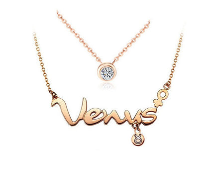 Rose gold zodiac letter necklace