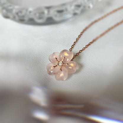 Pink Chalcedony Rose Gold Pendant Bracelet/Ring/Necklace/Earrings