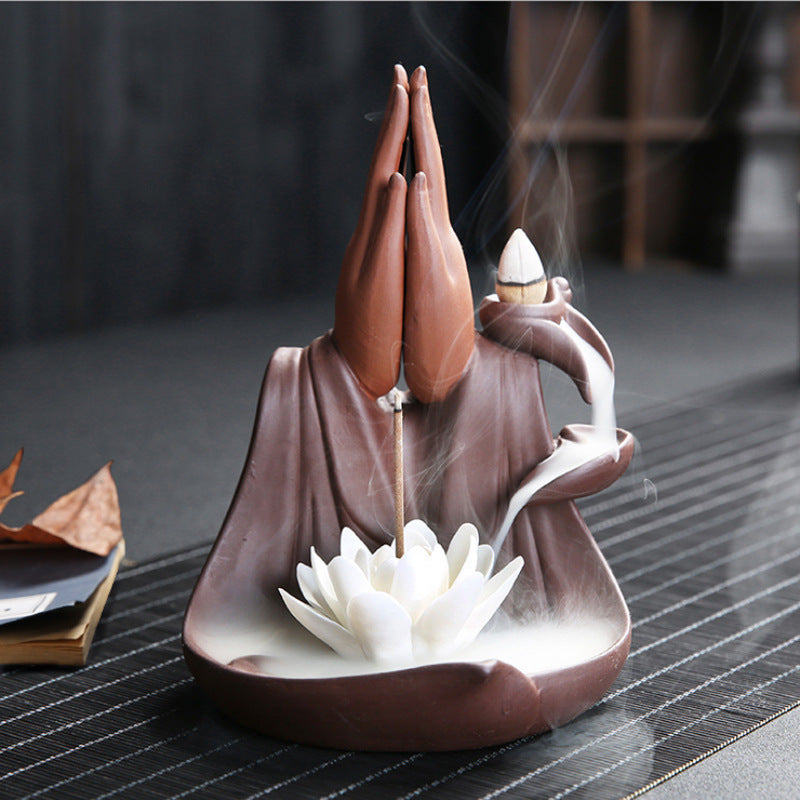 Buddha and Lotus Back flow Incense Holder