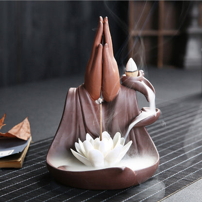 Buddha and Lotus Back flow Incense Holder