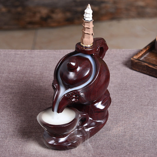Glossy Teapot Back Flow Incense Holder