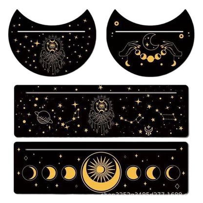 Black New Moon Shape Wooden Tarot Card Clamp Bracket Base Decoration