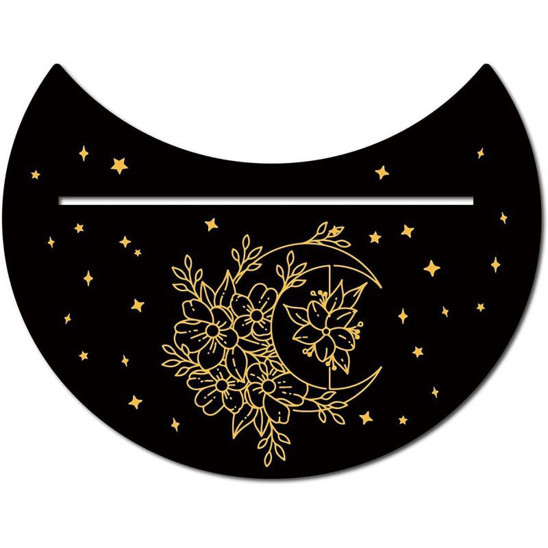 Black New Moon Shape Wooden Tarot Card Clamp Bracket Base Decoration