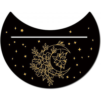 Black New Moon Shape Wooden Tarot Card Clamp Bracket Base Decoration