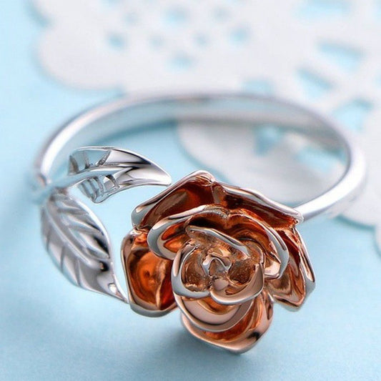 Rose gold-plated rosette ring