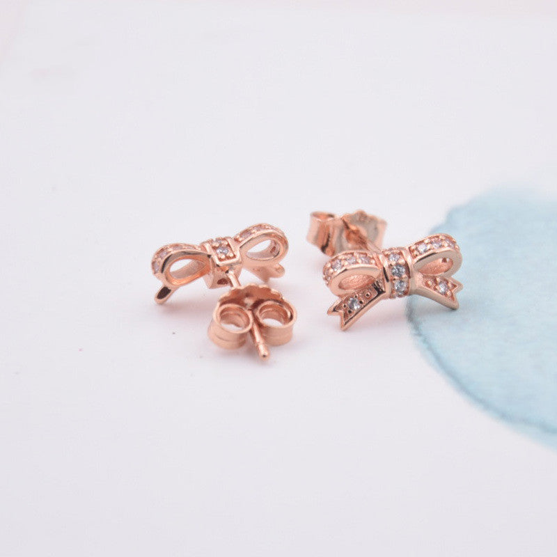 Rose Gold Plated Bow Stud Earrings