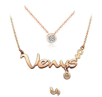 Rose gold zodiac letter necklace