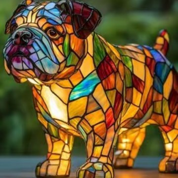 Stained Glass Dog Lamp