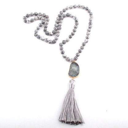 Bohemian Tribal Jewelry Natural Stones Long Knotted