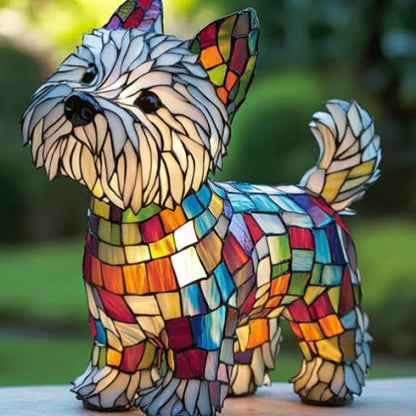 Stained Glass Dog Lamp