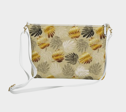 Karma Kustoms-Vegan Leather-Crossbody Purse-Tropical Monstera