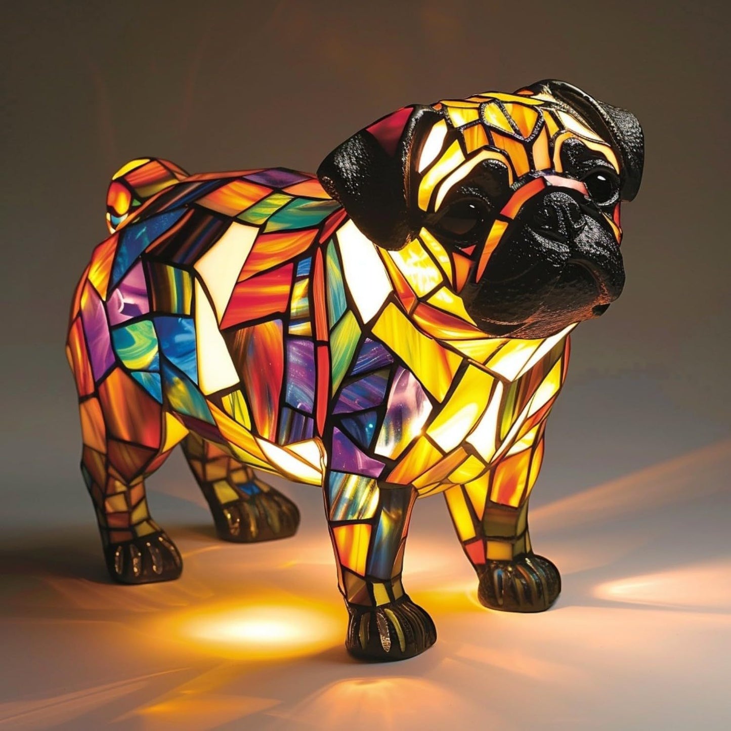 Stained Glass Dog Lamp