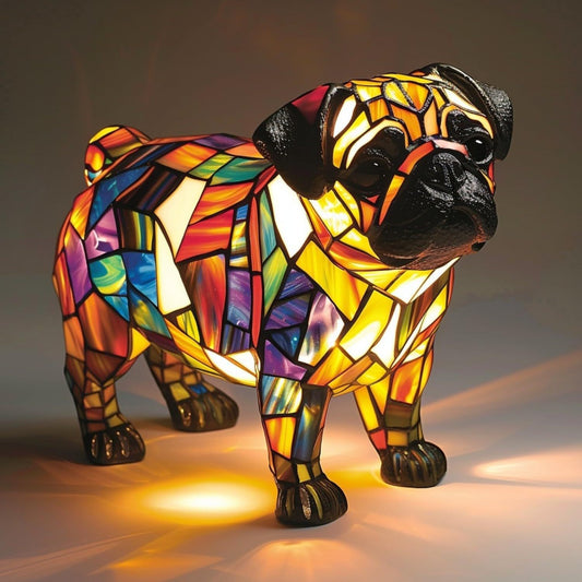 Stained Glass Dog Lamp