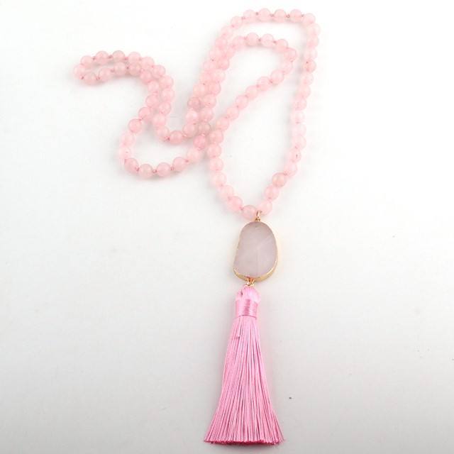 Bohemian Tribal Jewelry Natural Stones Long Knotted