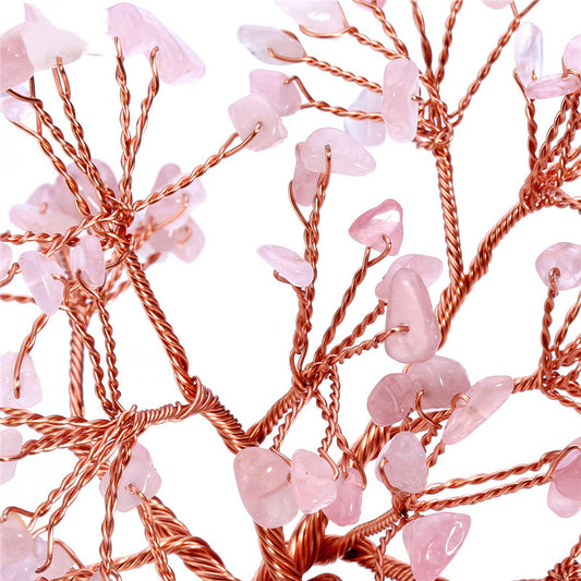 Tree Ornament With Natural Rose Quartz Tumbled Stones