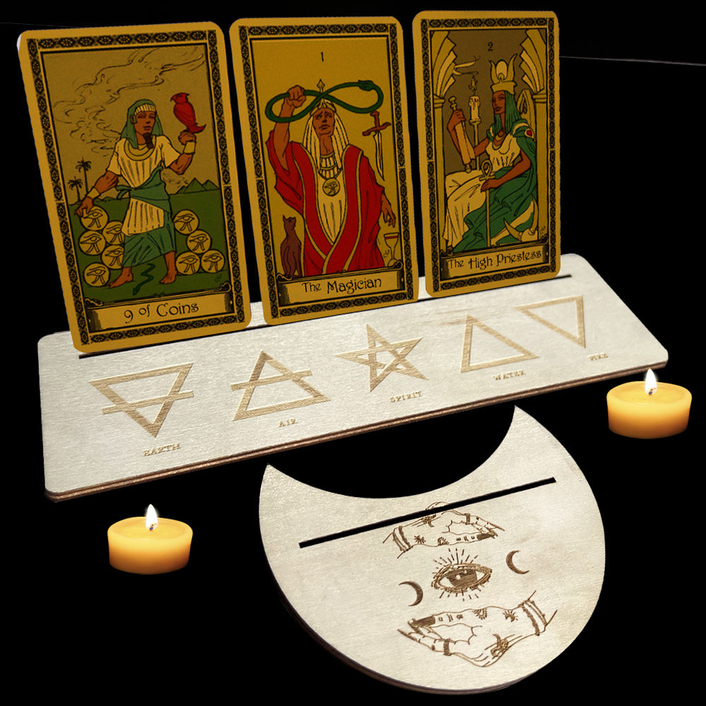 Wooden Moon-shaped Tarot Card Holder