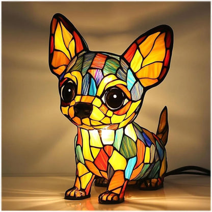 Stained Glass Dog Lamp