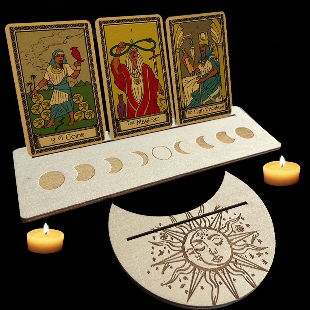 Wooden Moon-shaped Tarot Card Holder