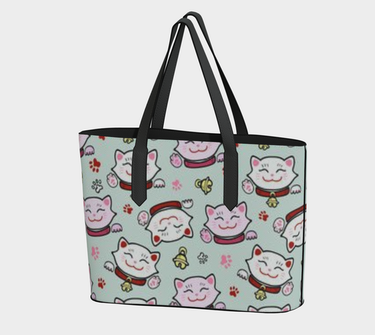 Karma Kustoms-Vegan Leather Tote Bag-Lucky Kitties