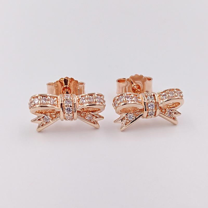 Rose Gold Plated Bow Stud Earrings