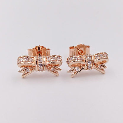 Rose Gold Plated Bow Stud Earrings