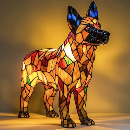 Stained Glass Dog Lamp
