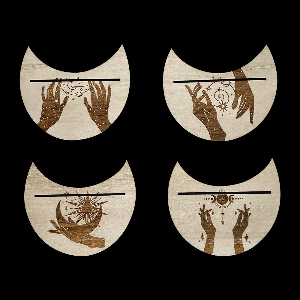 Wooden Moon-shaped Tarot Card Holder