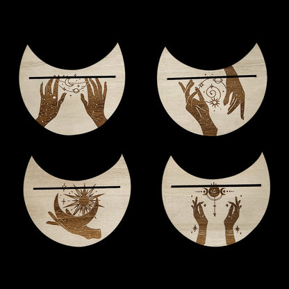 Wooden Moon-shaped Tarot Card Holder