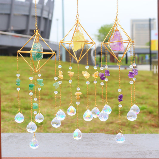 Natural Stone Crystal Ball Wind Chime Pendant