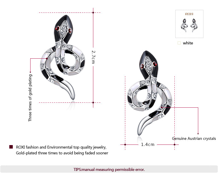 Rose gold white gold black snake earrings