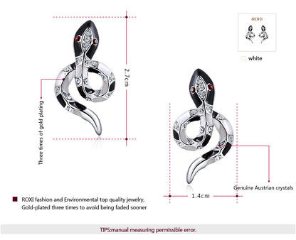 Rose gold white gold black snake earrings