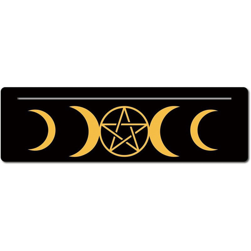 Black New Moon Shape Wooden Tarot Card Clamp Bracket Base Decoration