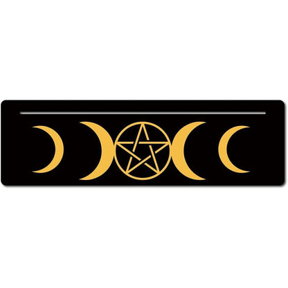 Black New Moon Shape Wooden Tarot Card Clamp Bracket Base Decoration